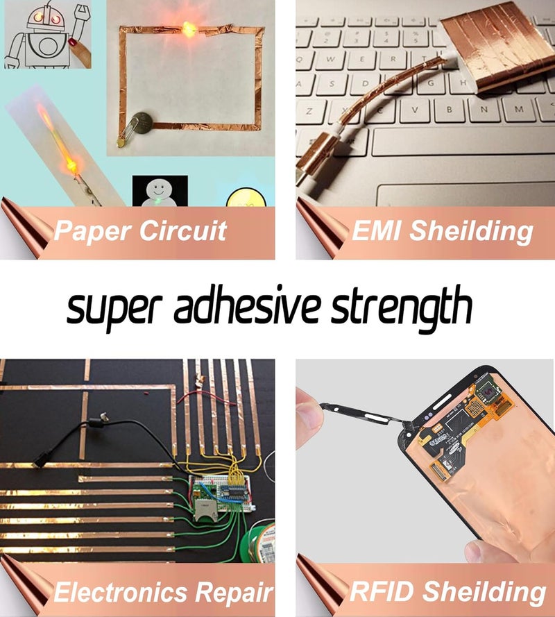 MOGEHIT Copper Tape for Slugs and Snails 2In ×66FT Slug Tape Barrier 100% Copper Foil Conductive Adhesive for Soldering Sheilding Tape or Guitars, EMI, RF 22Yards - Image 2